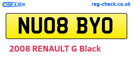 NU08BYO are the vehicle registration plates.