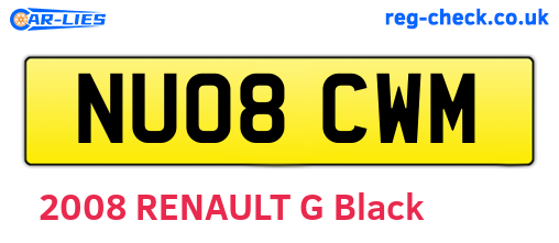 NU08CWM are the vehicle registration plates.