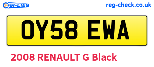 OY58EWA are the vehicle registration plates.