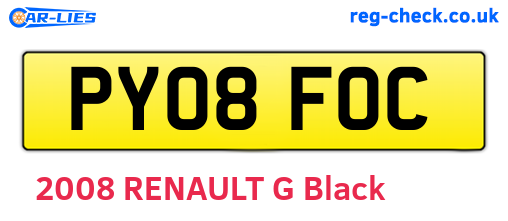 PY08FOC are the vehicle registration plates.