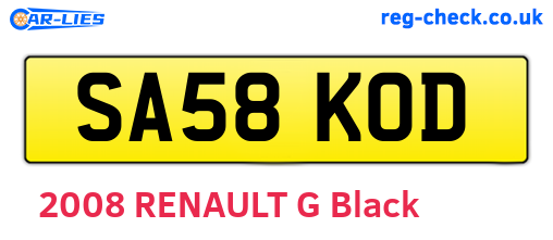 SA58KOD are the vehicle registration plates.