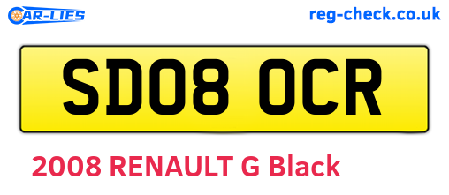 SD08OCR are the vehicle registration plates.