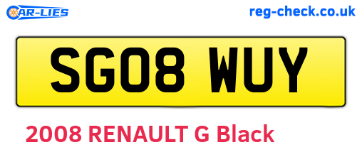 SG08WUY are the vehicle registration plates.