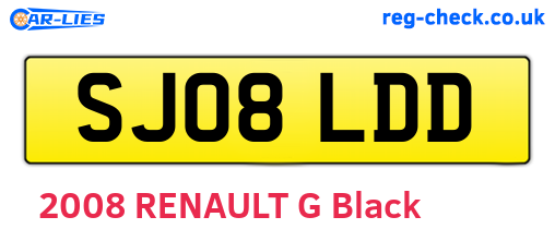 SJ08LDD are the vehicle registration plates.
