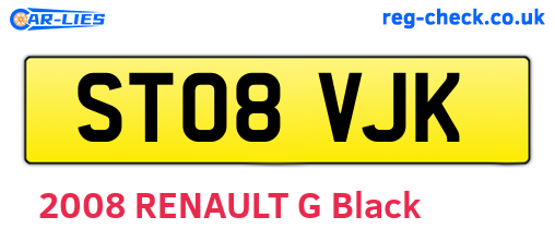 ST08VJK are the vehicle registration plates.