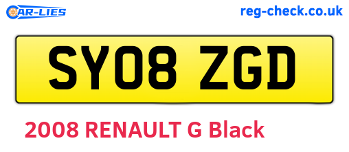 SY08ZGD are the vehicle registration plates.