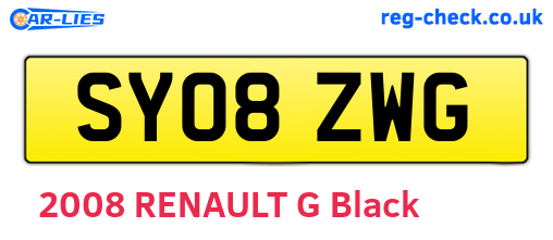 SY08ZWG are the vehicle registration plates.
