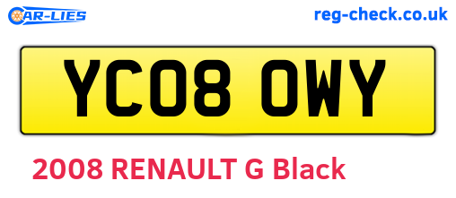 YC08OWY are the vehicle registration plates.