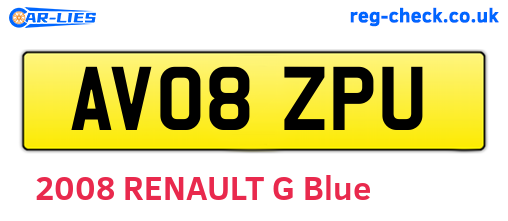 AV08ZPU are the vehicle registration plates.