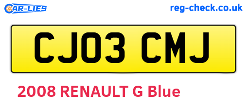 CJ03CMJ are the vehicle registration plates.