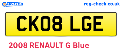 CK08LGE are the vehicle registration plates.