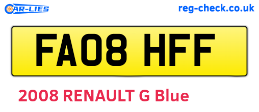 FA08HFF are the vehicle registration plates.