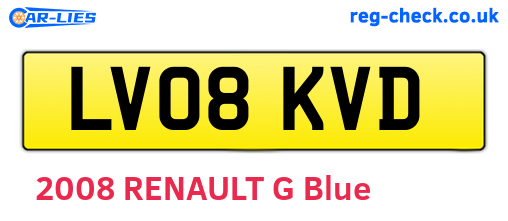 LV08KVD are the vehicle registration plates.