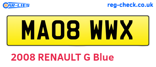 MA08WWX are the vehicle registration plates.