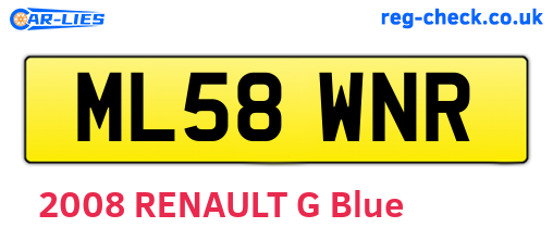 ML58WNR are the vehicle registration plates.