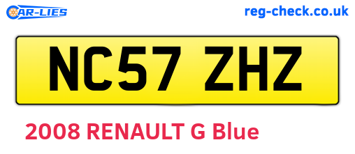 NC57ZHZ are the vehicle registration plates.