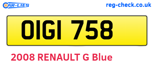 OIG1758 are the vehicle registration plates.