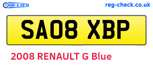 SA08XBP are the vehicle registration plates.