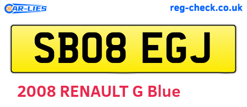 SB08EGJ are the vehicle registration plates.