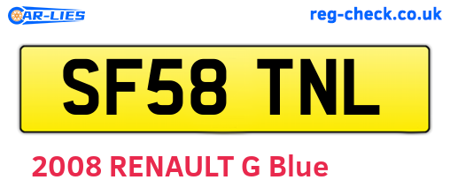 SF58TNL are the vehicle registration plates.