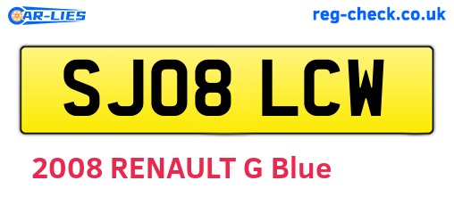 SJ08LCW are the vehicle registration plates.