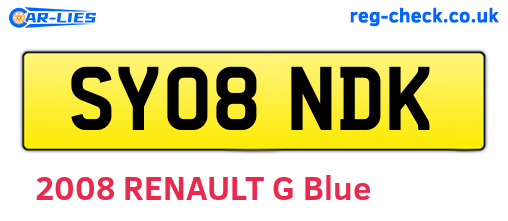 SY08NDK are the vehicle registration plates.