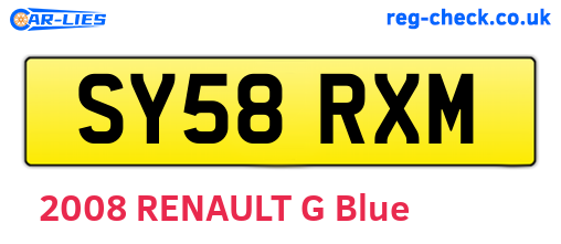 SY58RXM are the vehicle registration plates.