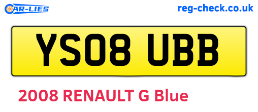 YS08UBB are the vehicle registration plates.