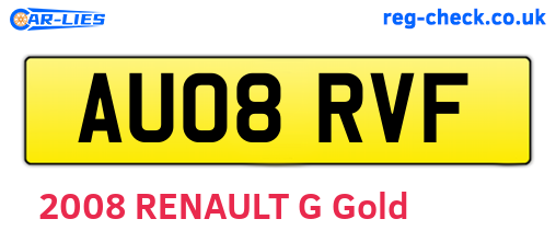 AU08RVF are the vehicle registration plates.