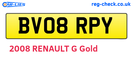 BV08RPY are the vehicle registration plates.