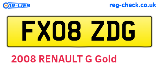 FX08ZDG are the vehicle registration plates.