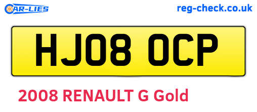 HJ08OCP are the vehicle registration plates.