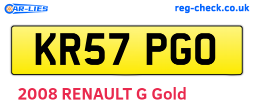 KR57PGO are the vehicle registration plates.