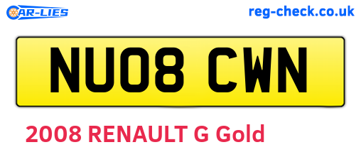 NU08CWN are the vehicle registration plates.
