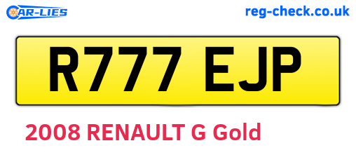 R777EJP are the vehicle registration plates.