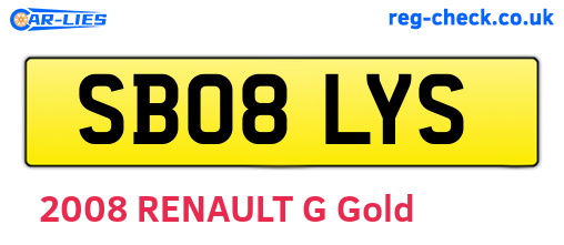 SB08LYS are the vehicle registration plates.