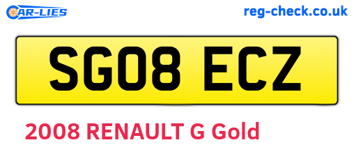 SG08ECZ are the vehicle registration plates.