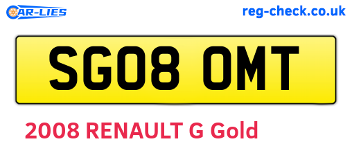 SG08OMT are the vehicle registration plates.