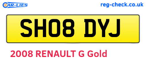 SH08DYJ are the vehicle registration plates.