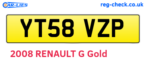 YT58VZP are the vehicle registration plates.