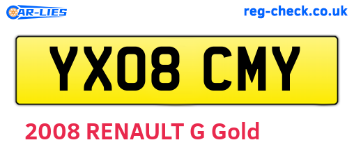 YX08CMY are the vehicle registration plates.