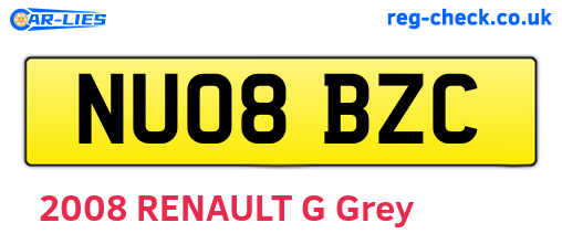 NU08BZC are the vehicle registration plates.