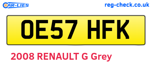 OE57HFK are the vehicle registration plates.