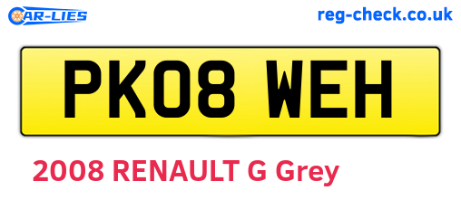 PK08WEH are the vehicle registration plates.