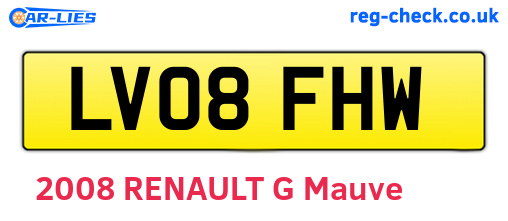 LV08FHW are the vehicle registration plates.