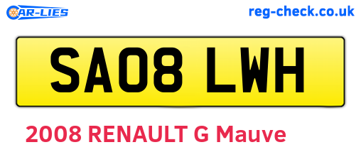 SA08LWH are the vehicle registration plates.