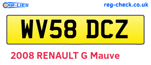 WV58DCZ are the vehicle registration plates.