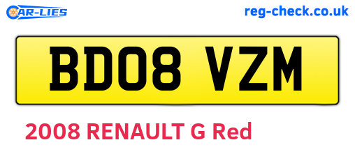 BD08VZM are the vehicle registration plates.