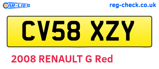 CV58XZY are the vehicle registration plates.