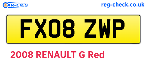 FX08ZWP are the vehicle registration plates.